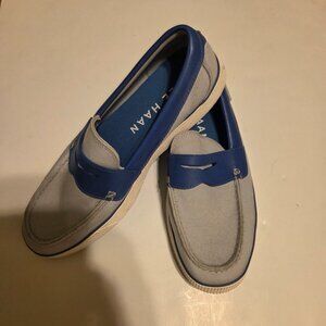 Cole Haan Men's Nantucket 2.0 Penny Loafer in Light Gray & Blue Canvas